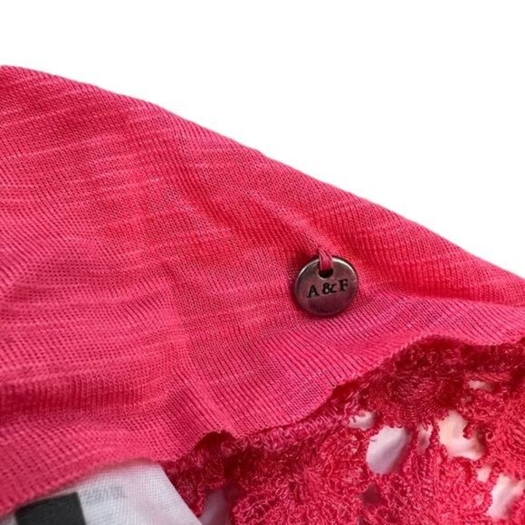 Abercrombie & Fitch Tank Top Womens S‎ Coral Lace Knit High Low Pullover Small - Picture 10 of 10